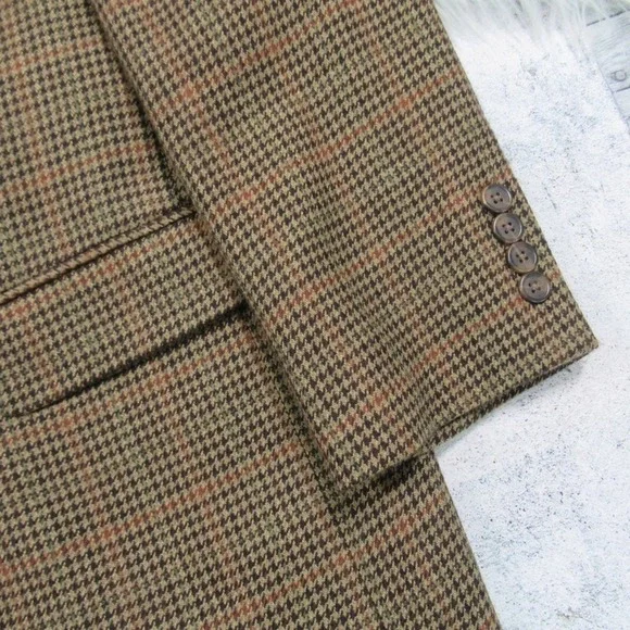 LAUREN RALPH LAUREN Lambswool Houndstooth Plaid Blazer Men Size 40S - Picture 7 of 12